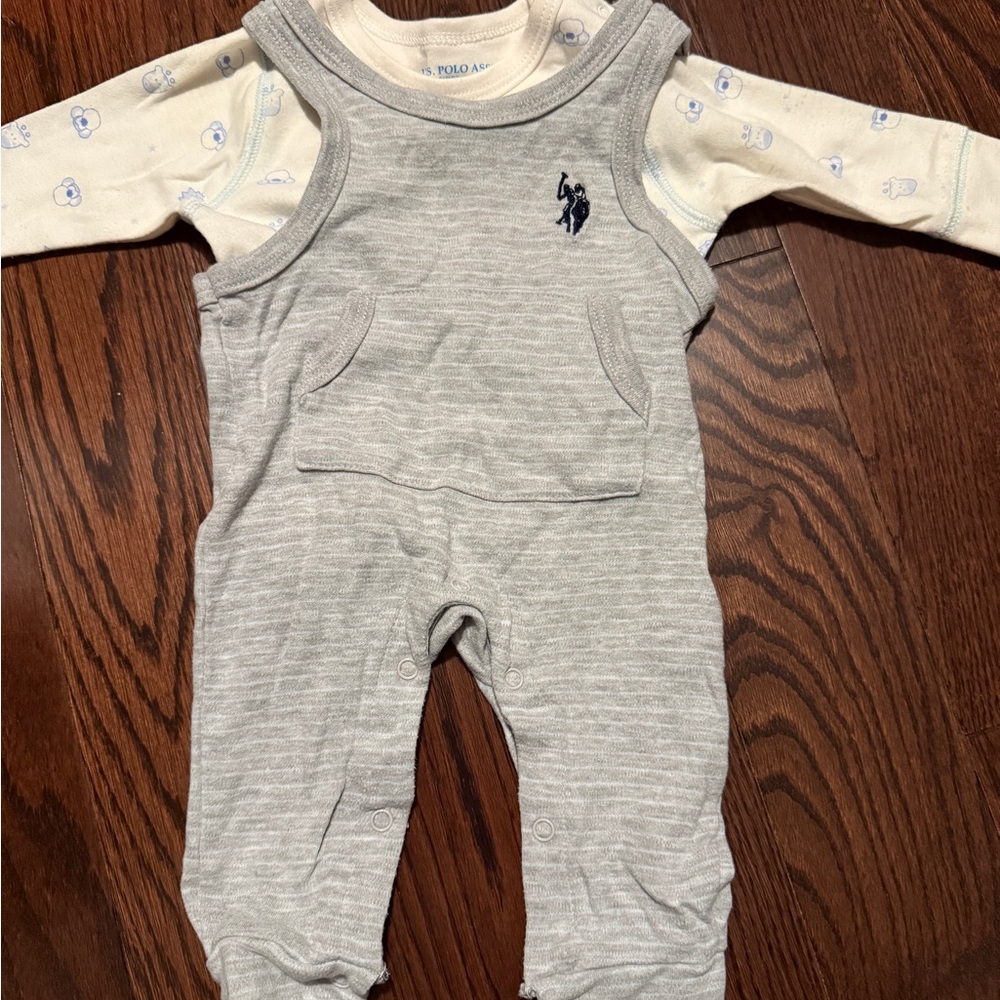U.S. Polo Assn. Gray One Piece Footies
